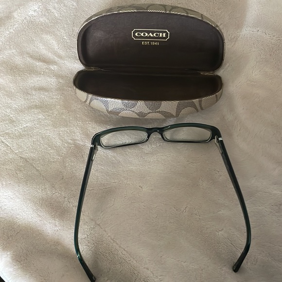 Coach teal women’s eyeglasses with signature c monogram on inner arms. - Picture 8 of 16